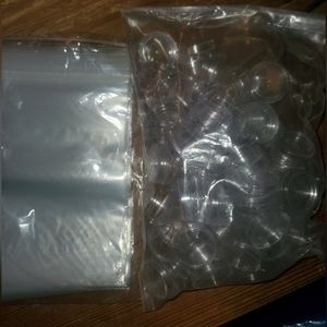 Zip baggies and round sample containers